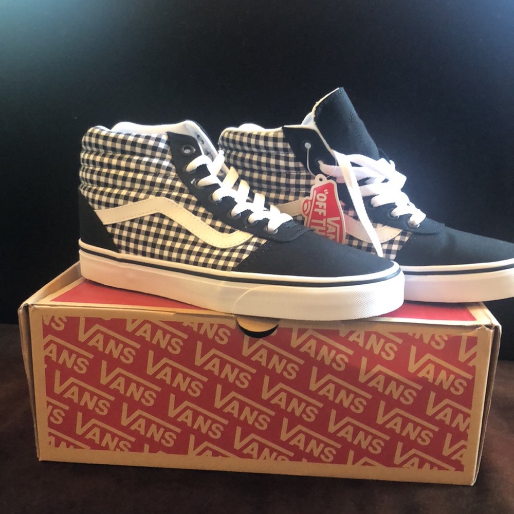 New w tags in box Vans Ward Hi Gingham Black Sk8-HI high tops 8 mini check - Picture 7 of 8